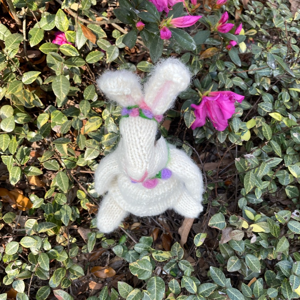 Hand crafted knit and needle felted bunny rabbit unique original handmade - Picture 12 of 16